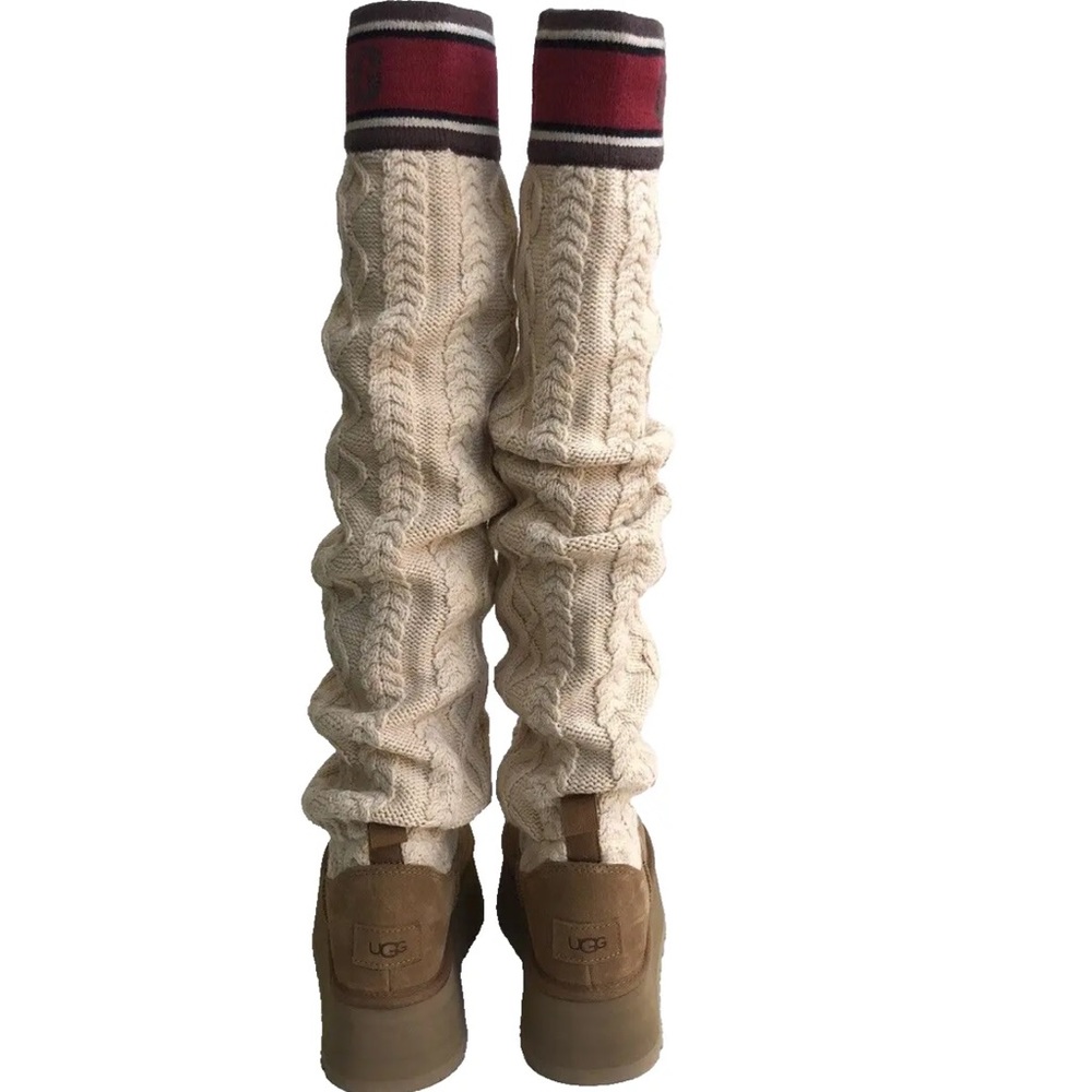 UGG CLASSIC SWEATER LETTER TALL CHESTNUT PLATFORM BOOTS sz US 9 / EU 40 / UK 7 - Picture 4 of 5